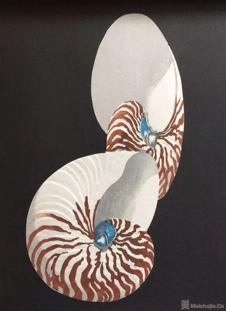 (5/7)北冈文雄 《贝壳》 新版画 33×24cm 1975年
